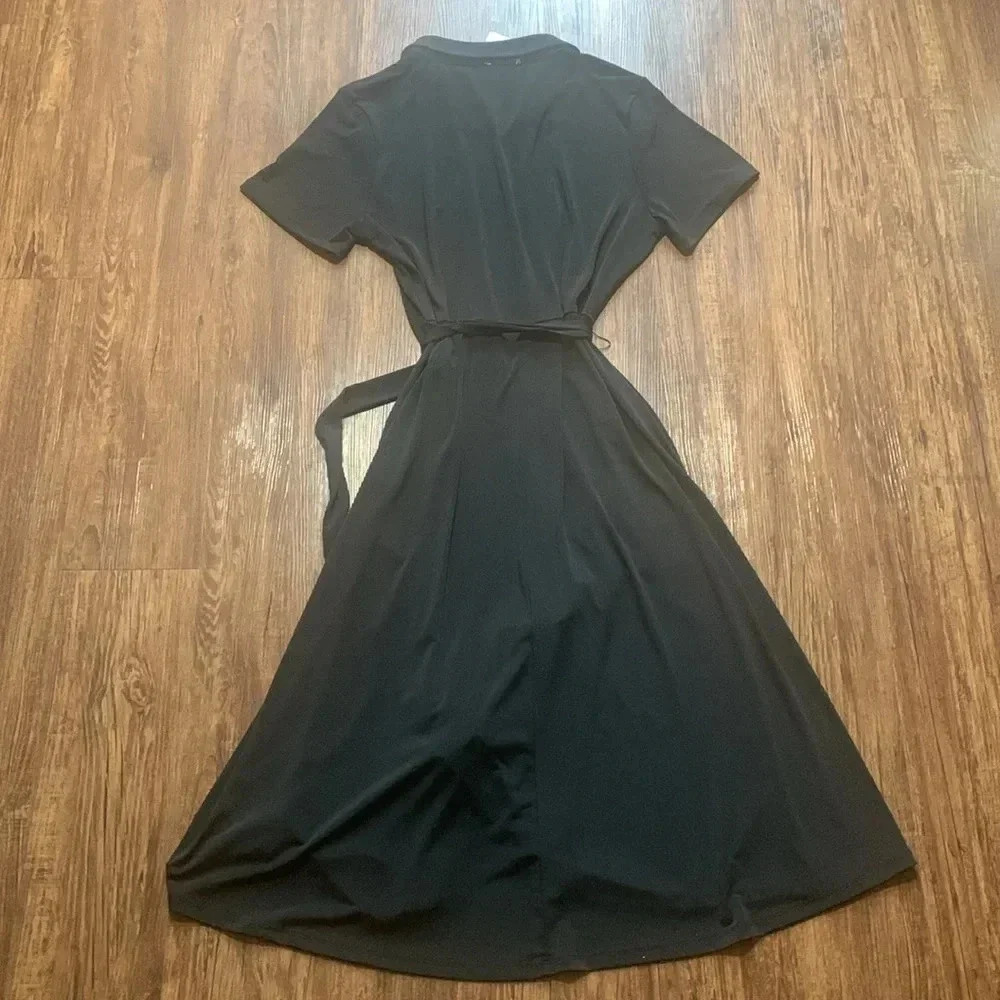 Preston & York Shirt Dress Tie Waist Black Sz Large NWT - Picture 3 of 10